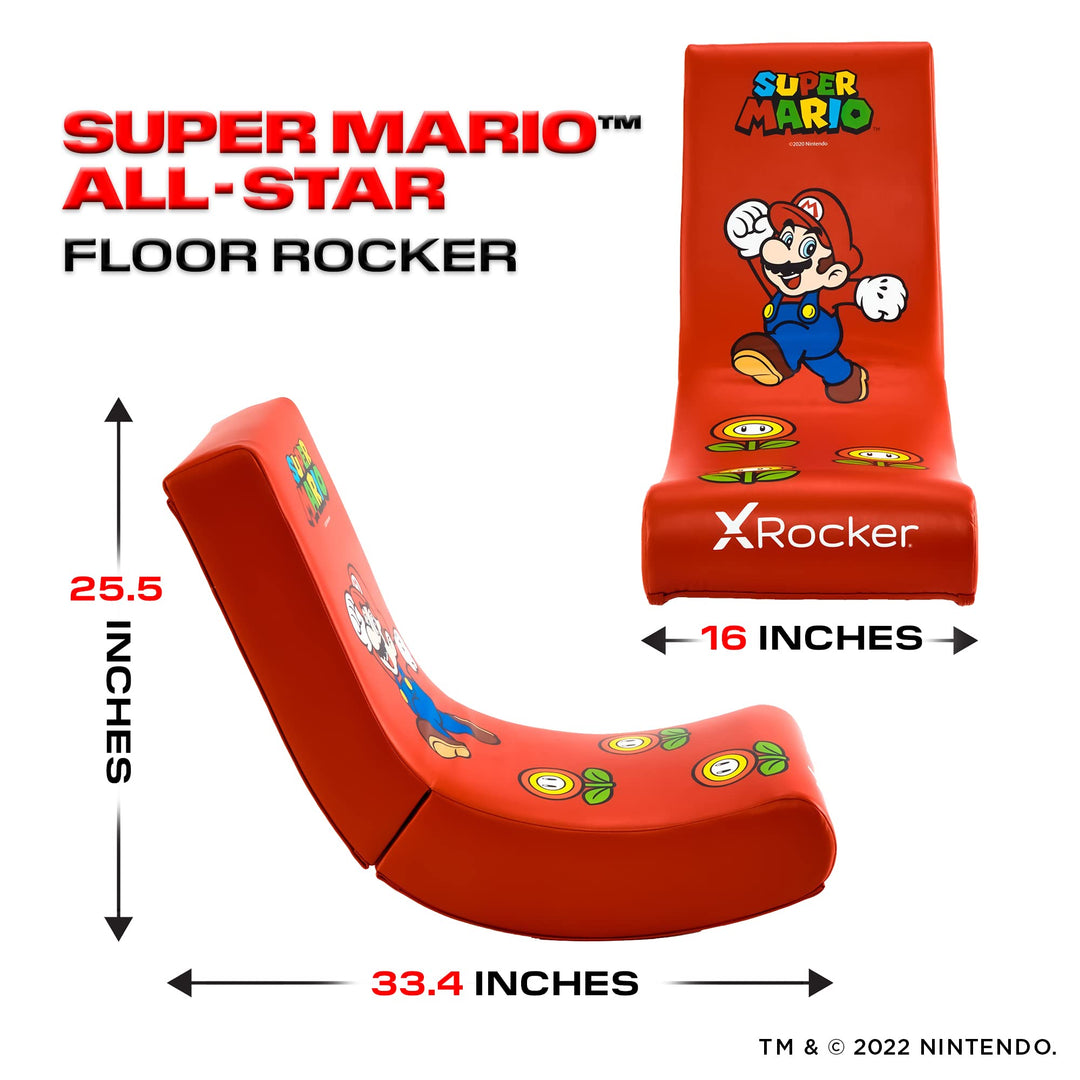 X Rocker Nintendo Video Gaming Chair for Kids 5-17, Floor Rocker, Gifts for Gamers, Mario, Bowser, Peach, Luigi, Yoshi, Gifts for Teens, Boys, Girls