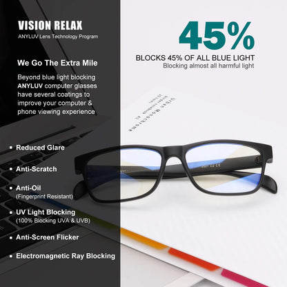 ANYLUV Blue Light Blocking Glasses Men Computer Gaming Glasses Lightweight Al-Mg Metal Anti Eyestrain UV400 Clear Lens Eye Protection 