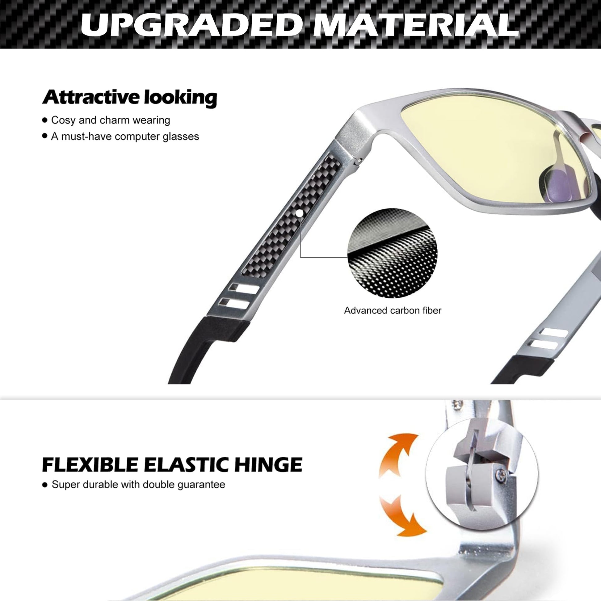 ANYLUV Blue Light Blocking Glasses Men Computer Gaming Glasses Lightweight Al-Mg Metal Anti Eyestrain UV400 Clear Lens Eye Protection 