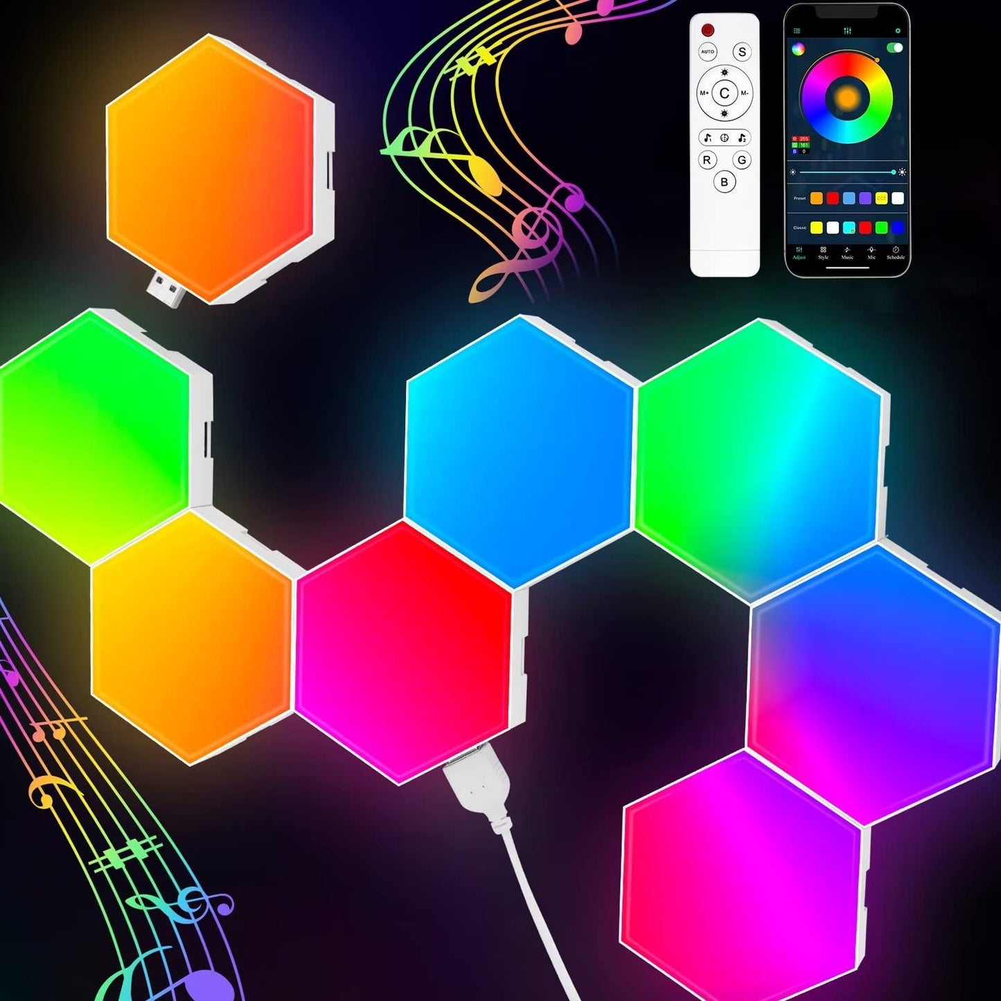TISOFU 20 Pack Hexagon Lights LED Wall Panels, RGB Gaming Lights with APP/Music Sync & Remote, DIY Smart Modular Hexagonal Honeycomb Glide Hex Tiles Panel, Bedroom Party Decor Gifts