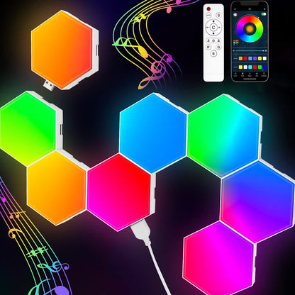 TISOFU 20 Pack Hexagon Lights LED Wall Panels, RGB Gaming Lights with APP/Music Sync & Remote, DIY Smart Modular Hexagonal Honeycomb Glide Hex Tiles Panel, Bedroom Party Decor Gifts