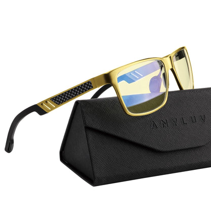 ANYLUV Blue Light Blocking Glasses Men Computer Gaming Glasses Lightweight Al-Mg Metal Anti Eyestrain UV400 Clear Lens Eye Protection 