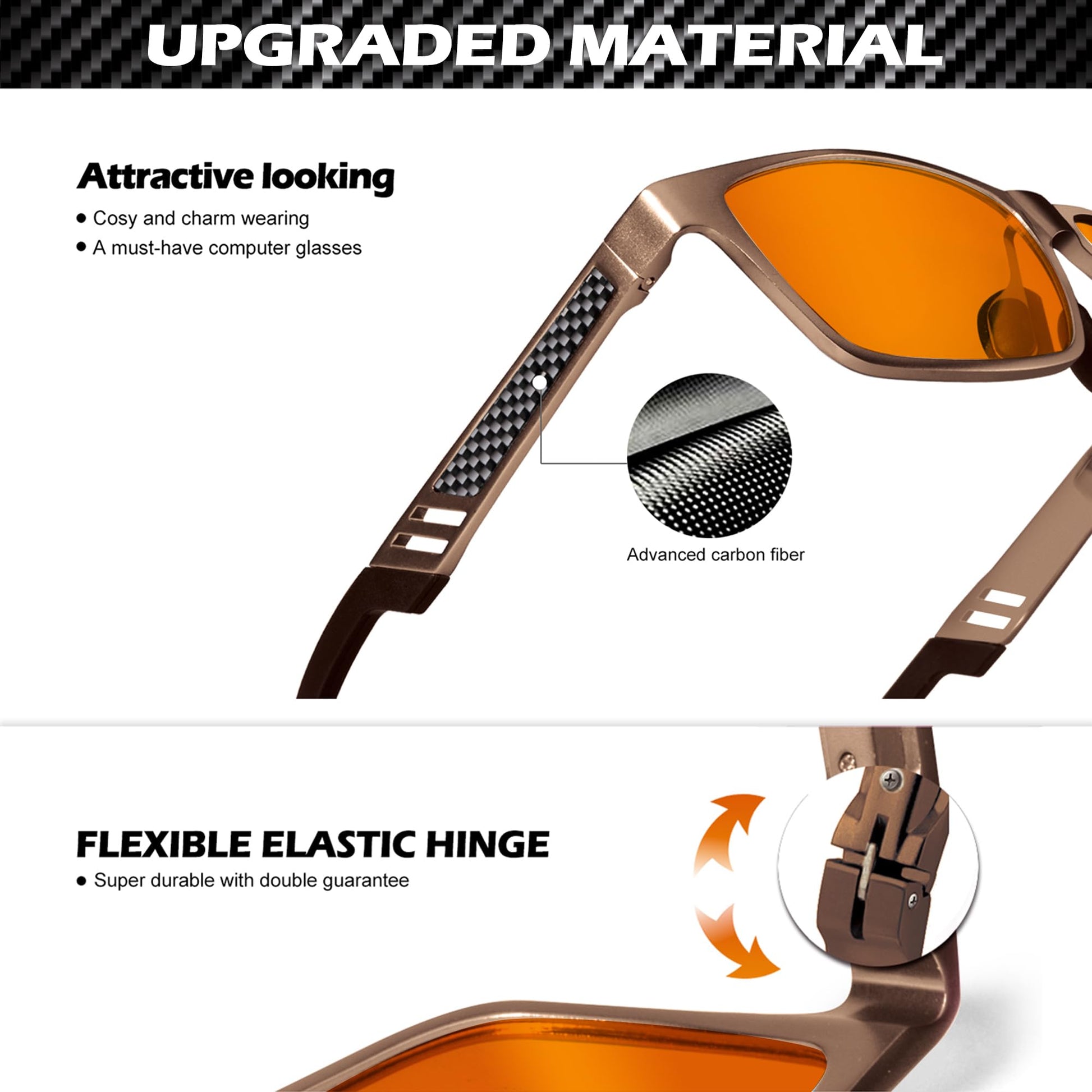ANYLUV Blue Light Blocking Glasses Men Computer Gaming Glasses Lightweight Al-Mg Metal Anti Eyestrain UV400 Clear Lens Eye Protection 