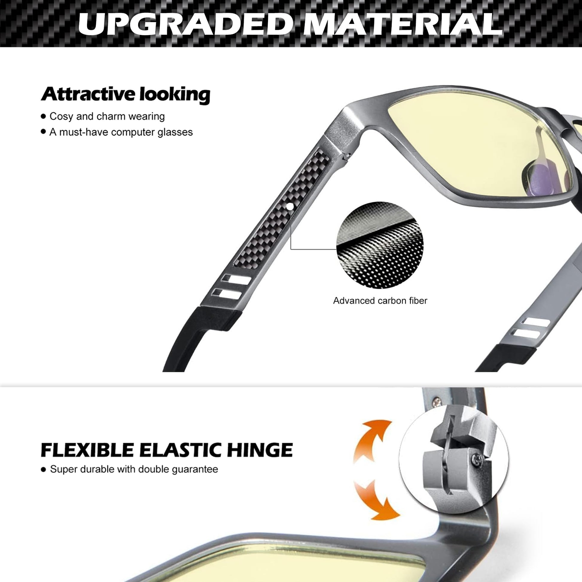 ANYLUV Blue Light Blocking Glasses Men Computer Gaming Glasses Lightweight Al-Mg Metal Anti Eyestrain UV400 Clear Lens Eye Protection 