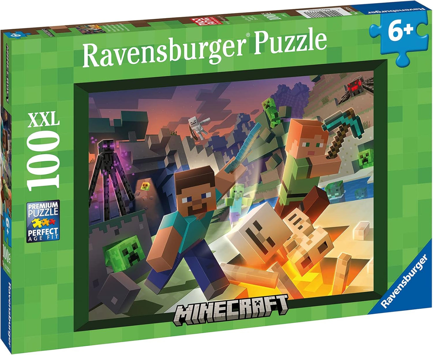 Ravensburger Monster Minecraft 100 Piece Puzzle for Kids | Engaging Imagery | Durable XXL Pieces | Easy to Clean Matte Finish | Ideal for Ages 6-8