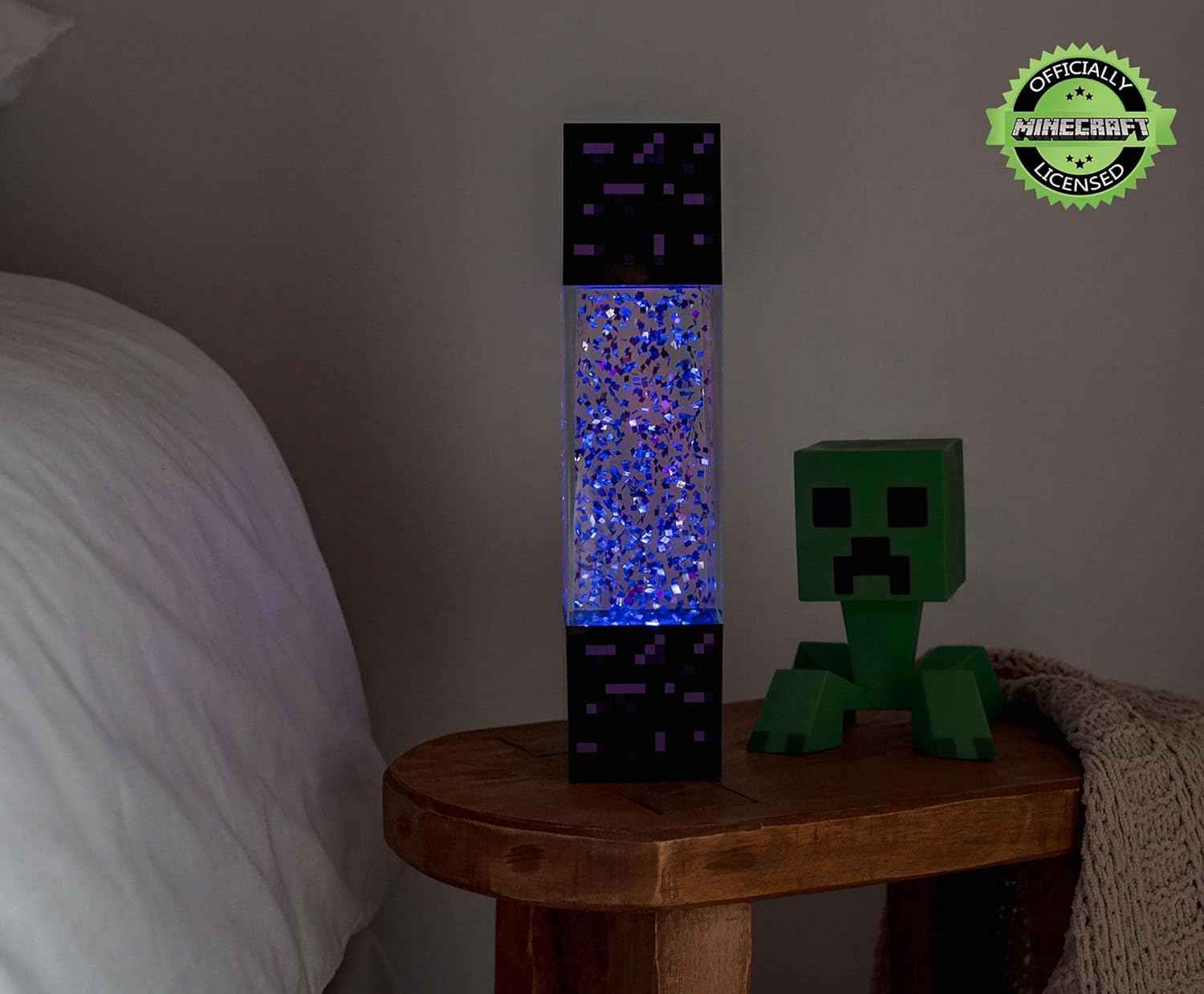 Minecraft Multi-Nether Portal Glitter Motion Lamp | LED Light, Bedside Table Lamp for Desk | Home Decor Accessories And Room Essentials | Official Video Game Collectible | 12 Inches Tall
