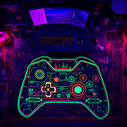 Gaming Rug Teen Boys Carpet Glow in The Blacklight Gamer Rug for Boys Room Playroom Non-Slip Area Rug Kids Boys Girls Game Room Casual Mat (60"x39")