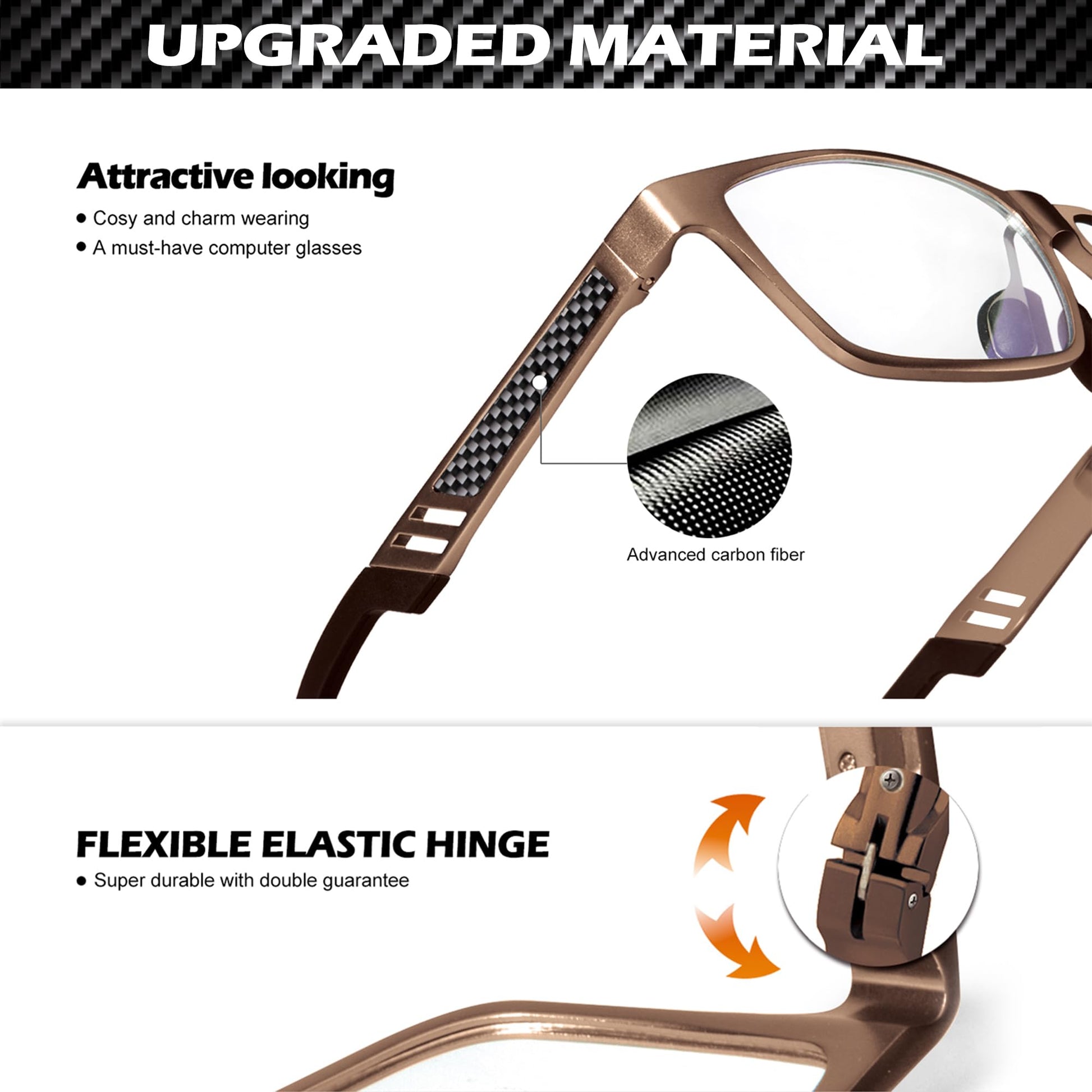 ANYLUV Blue Light Blocking Glasses Men Computer Gaming Glasses Lightweight Al-Mg Metal Anti Eyestrain UV400 Clear Lens Eye Protection 