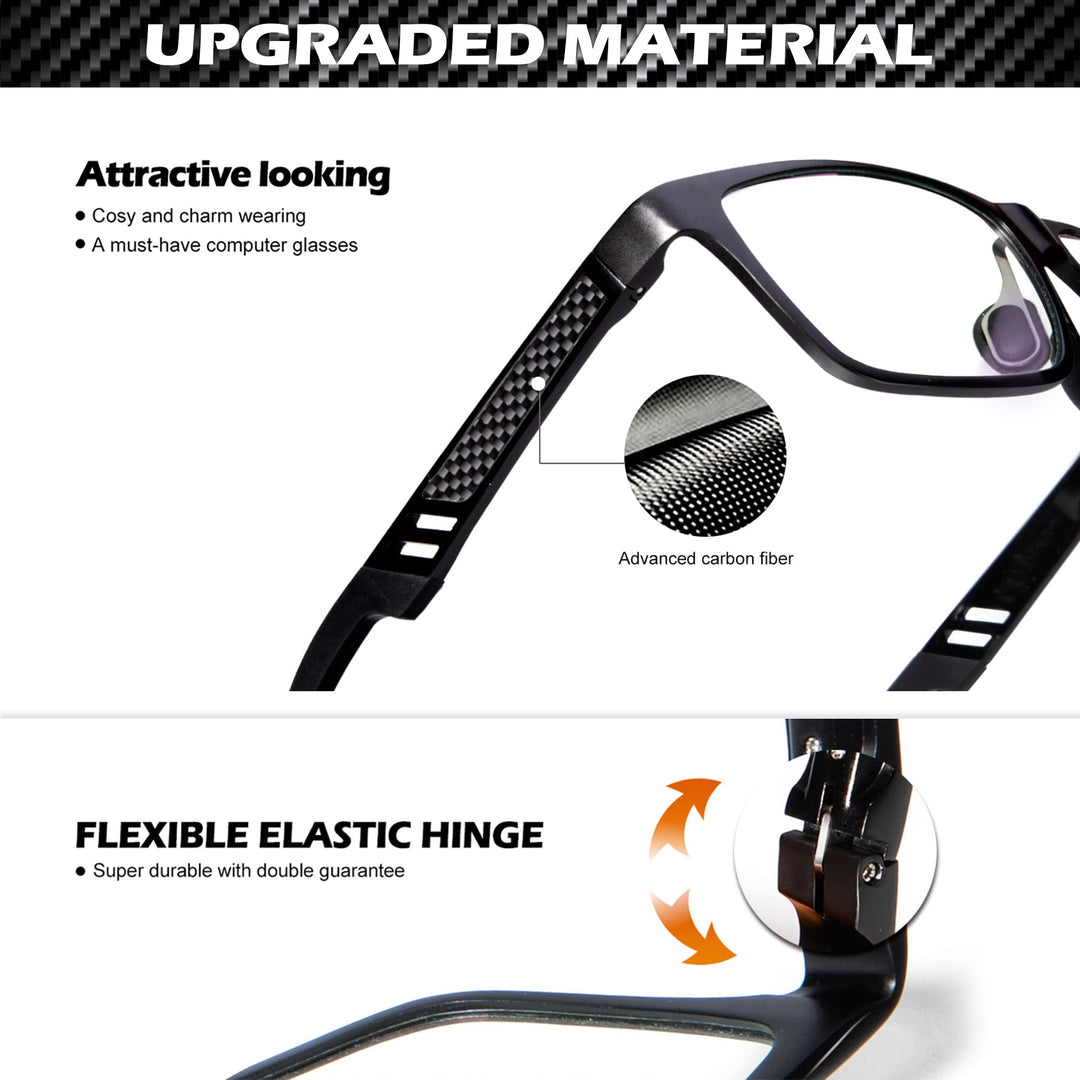 ANYLUV Blue Light Blocking Glasses Men Computer Gaming Glasses Lightweight Al-Mg Metal Anti Eyestrain UV400 Clear Lens Eye Protection