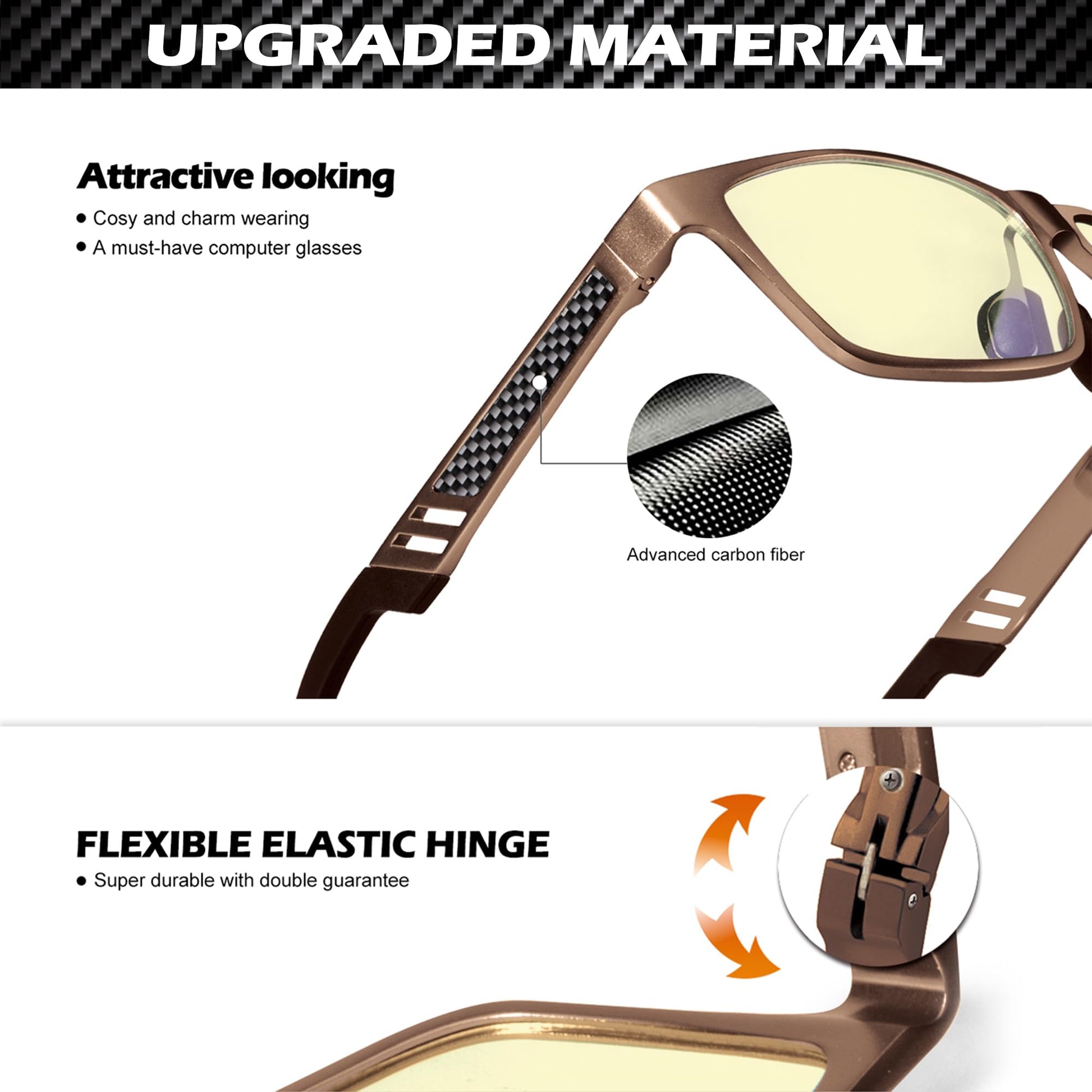 ANYLUV Blue Light Blocking Glasses Men Computer Gaming Glasses Lightweight Al-Mg Metal Anti Eyestrain UV400 Clear Lens Eye Protection 