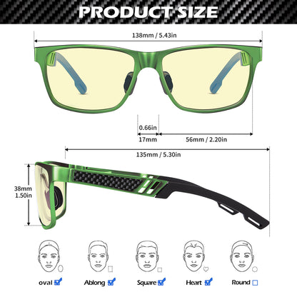 ANYLUV Blue Light Blocking Glasses Men Computer Gaming Glasses Lightweight Al-Mg Metal Anti Eyestrain UV400 Clear Lens Eye Protection 