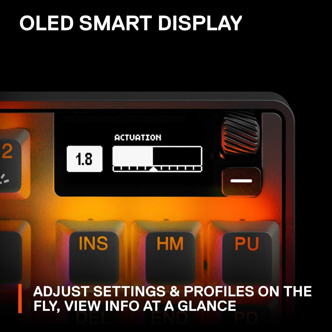 SteelSeries Apex Pro HyperMagnetic Gaming Keyboard — Adjustable Actuation — OLED Screen — RGB – USB Passthrough