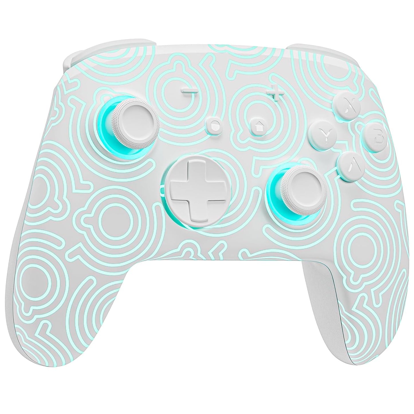 FUNLAB [Luminous Pattern] Switch Pro Controller Wireless Compatible with Switch/OLED/Lite, Firefly Bluetooth Remote Gamepad with 7 LED Colors/Paddle/Turbo/Motion Control - White