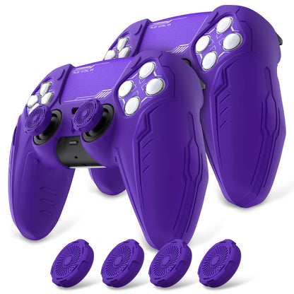 PlayVital Silicone Skin Set for PS5 Controller - Charging Dock Compatible, Full Protection Case with Futuristic CyberMech Design, Soft Cover with Thumb Grips & Stickers - Racing Green