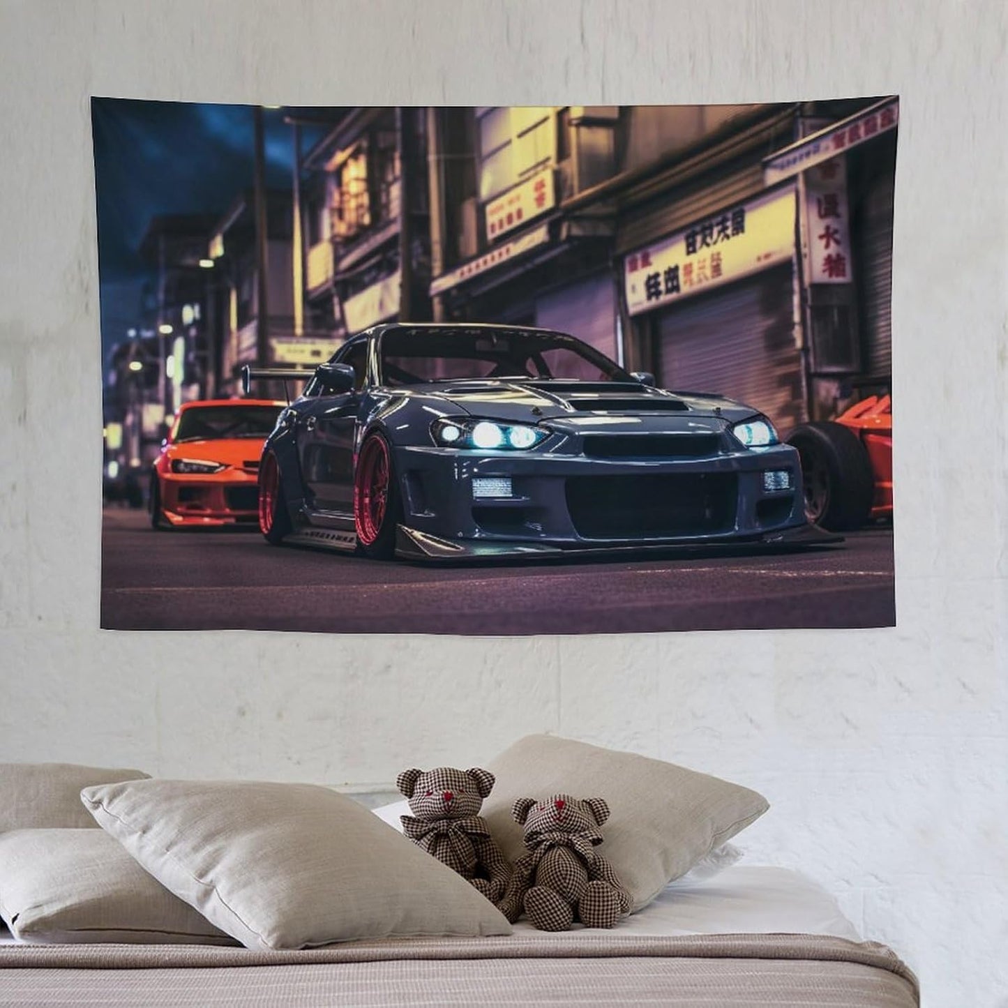 ANMOGID Jdm Car R32 Tapestry Japanese Street Wall Hanging Aesthetic Decoration For Bedroom Living Room Wall Art Tapestries 59"x39"