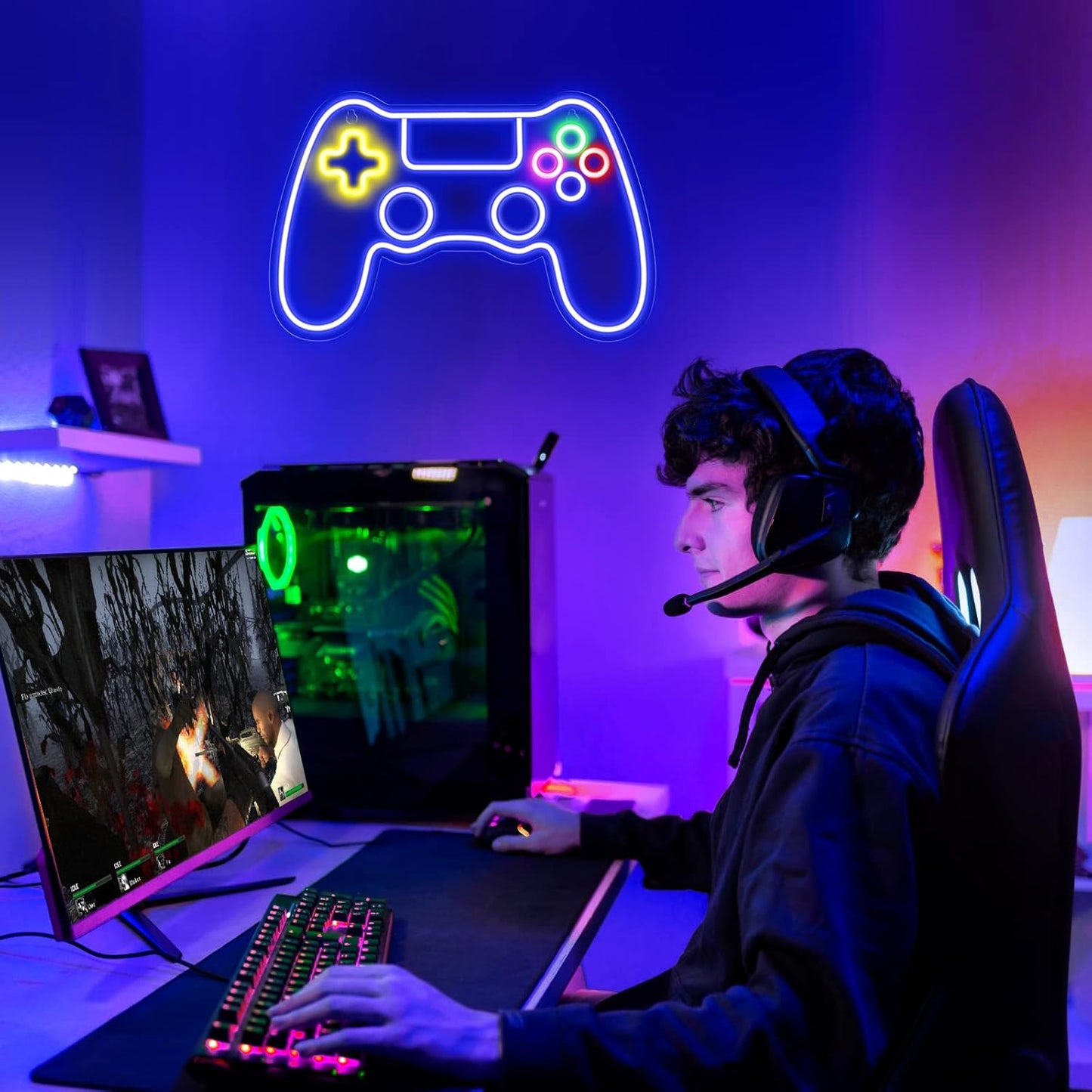 Kavaas Neon Sign for Gamer Room Decor - LED Game Neon Sign for Teen Boy Room Decor - Best Gamer Gifts for Boys, Kids