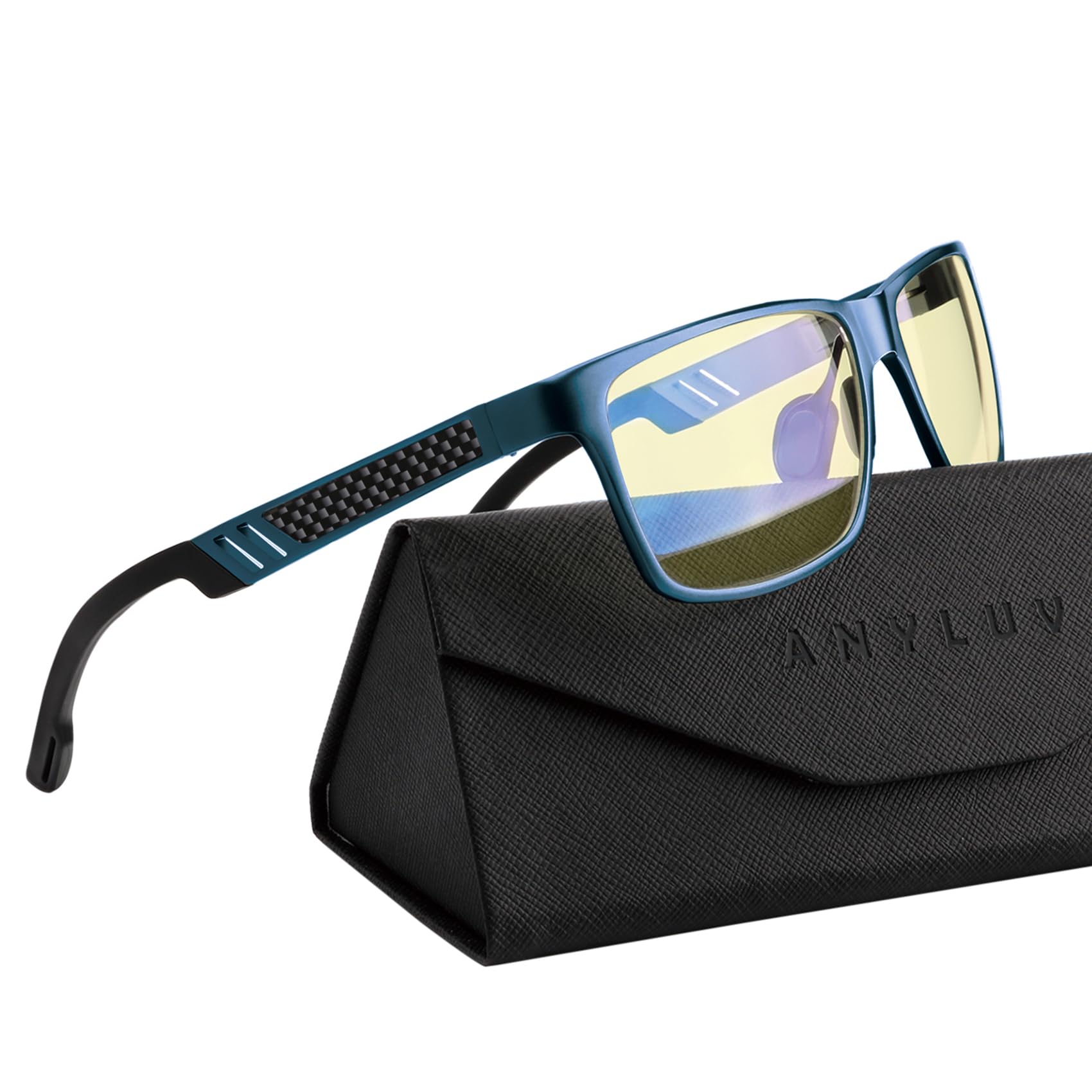 ANYLUV Blue Light Blocking Glasses Men Computer Gaming Glasses Lightweight Al-Mg Metal Anti Eyestrain UV400 Clear Lens Eye Protection 