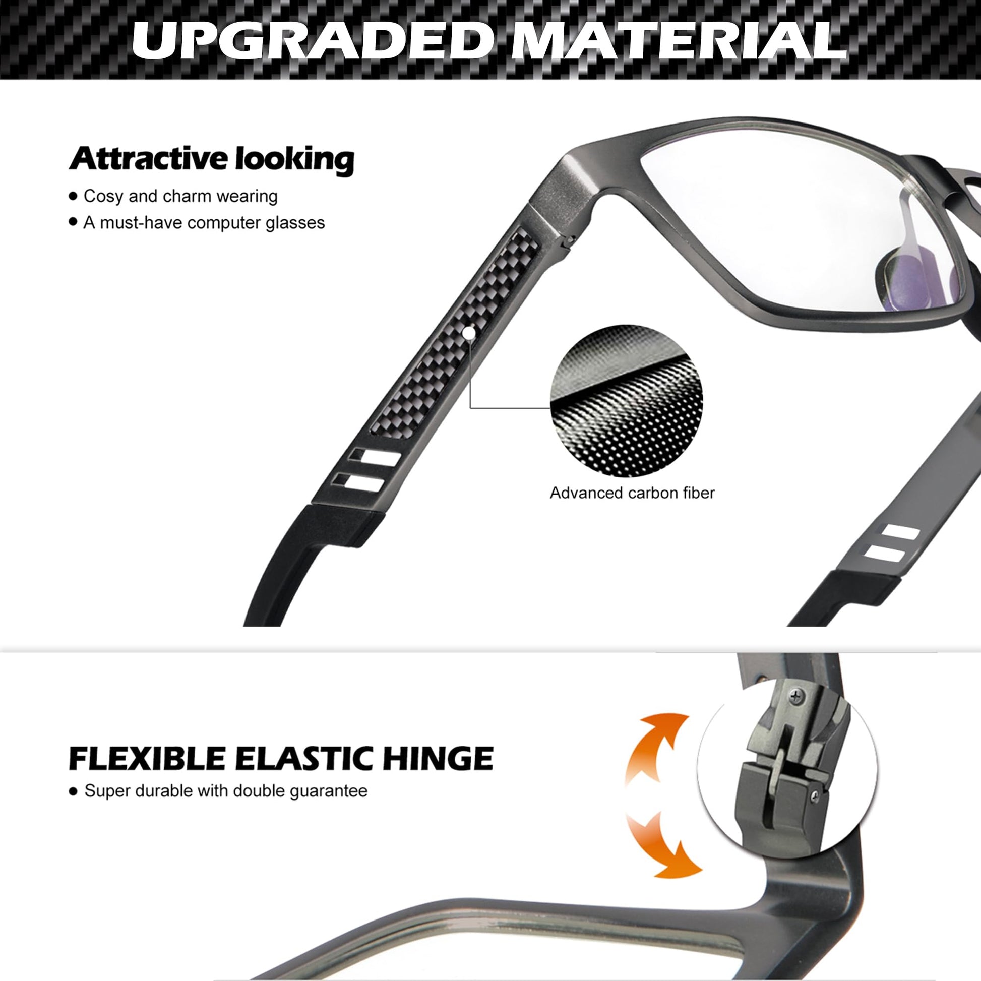 ANYLUV Blue Light Blocking Glasses Men Computer Gaming Glasses Lightweight Al-Mg Metal Anti Eyestrain UV400 Clear Lens Eye Protection 