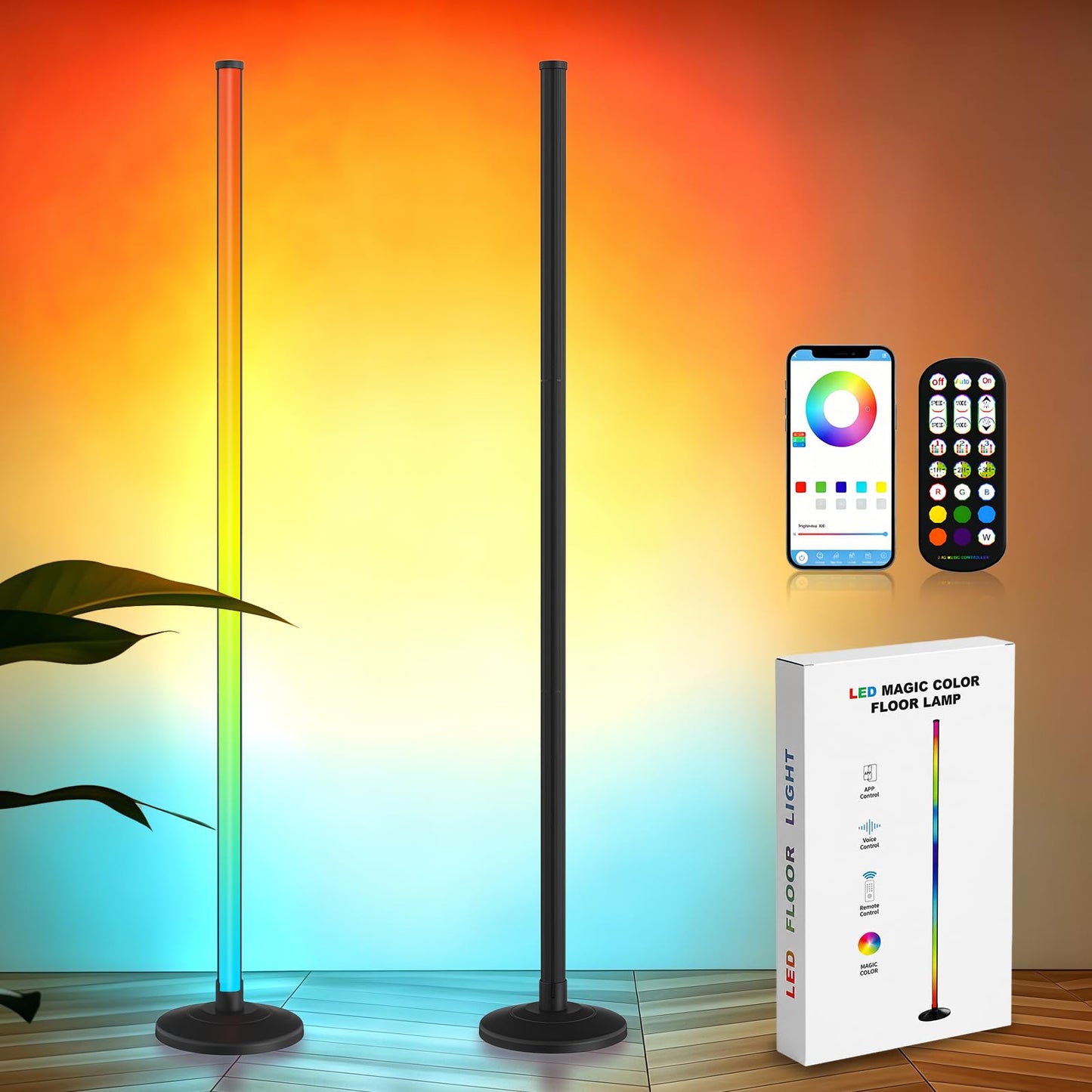 Bevenus RGB Corner Floor Lamp,1800LM LED Standing Lamp for Gaming Room,1P