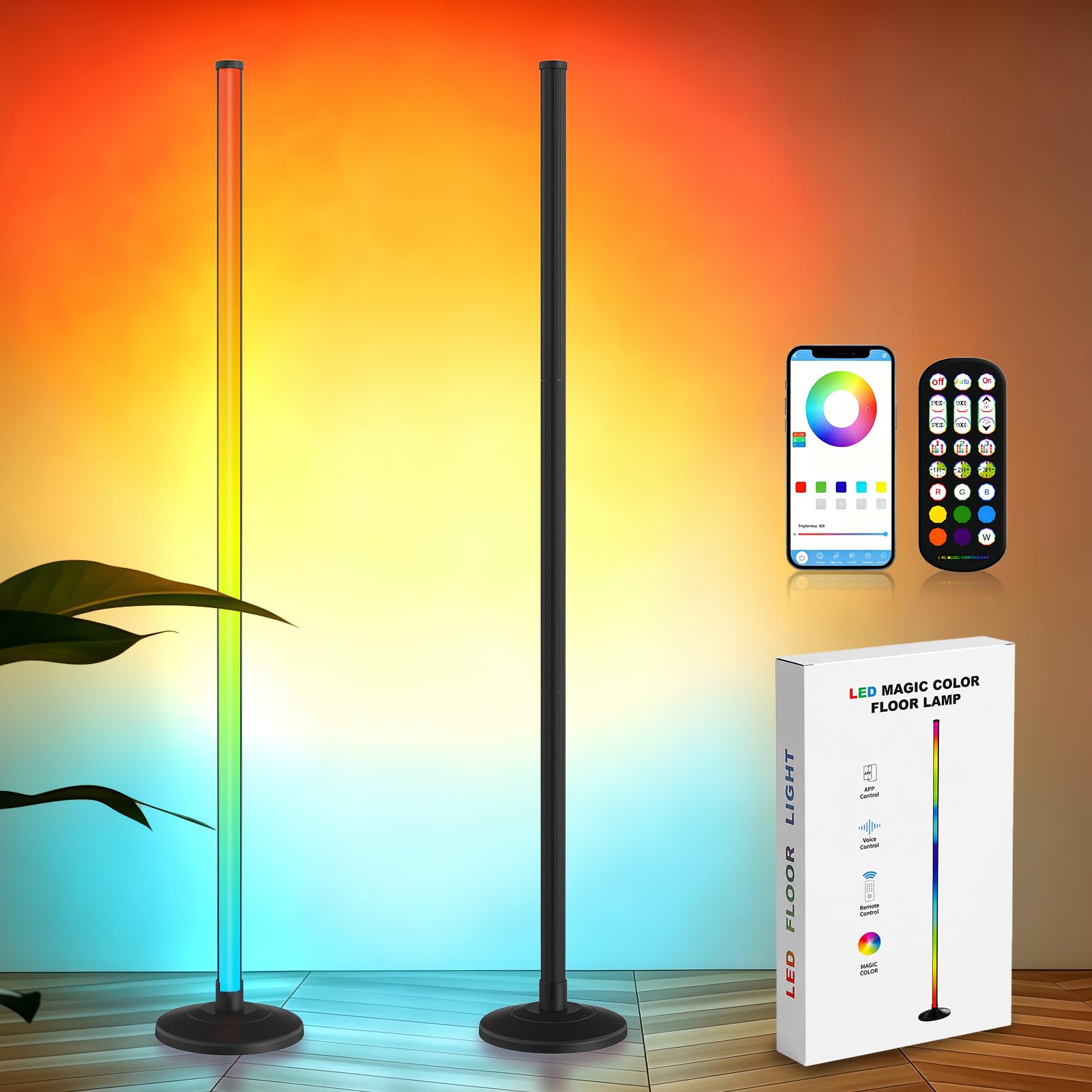 Bevenus RGB Corner Floor Lamp,1800LM LED Standing Lamp for Gaming Room,1P