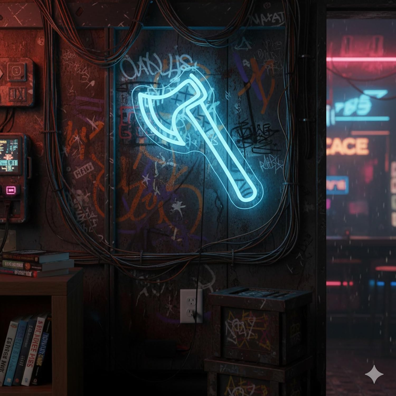 Ice Blue Battle Axe Neon Sign, Viking War Axe Neon Light LED Gaming Sign USB Powered, for Norse Mythology Battle Axe Light Game Room Bedroom Studio Fantasy Weapon Wall Decor(11.8 * 5.9 In)