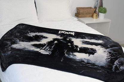 JUST FUNKY Doom Eternal Doomslayer Fleece Blanket - 45x60-Inch Soft Cozy Blanket, Plush Throw - Fluffy Cover for Twin Bed, Couch, Sofa, Living Room, Camping - Decorative Video Game Throws Merchandise