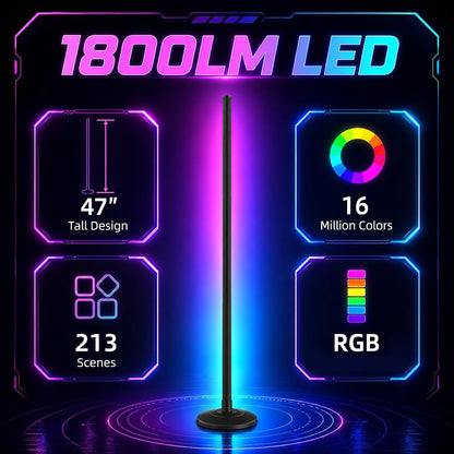 Bevenus RGB Corner Floor Lamp,1800LM LED Standing Lamp for Gaming Room,1P