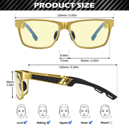 ANYLUV Blue Light Blocking Glasses Men Computer Gaming Glasses Lightweight Al-Mg Metal Anti Eyestrain UV400 Clear Lens Eye Protection 