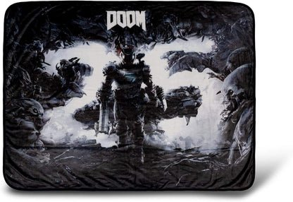 JUST FUNKY Doom Eternal Doomslayer Fleece Blanket - 45x60-Inch Soft Cozy Blanket, Plush Throw - Fluffy Cover for Twin Bed, Couch, Sofa, Living Room, Camping - Decorative Video Game Throws Merchandise