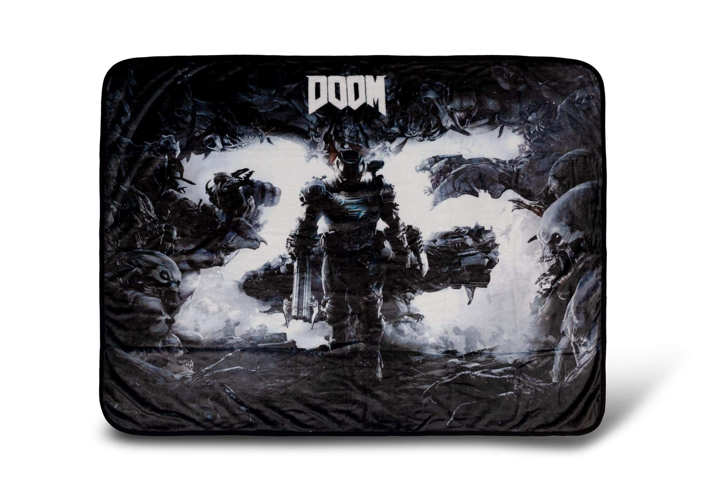 JUST FUNKY Doom Eternal Doomslayer Fleece Blanket - 45x60-Inch Soft Cozy Blanket, Plush Throw - Fluffy Cover for Twin Bed, Couch, Sofa, Living Room, Camping - Decorative Video Game Throws Merchandise
