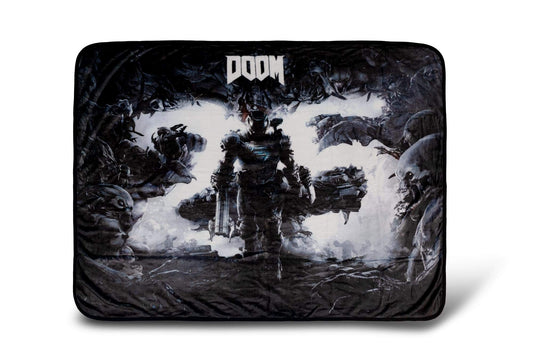 JUST FUNKY Doom Eternal Doomslayer Fleece Blanket - 45x60-Inch Soft Cozy Blanket, Plush Throw - Fluffy Cover for Twin Bed, Couch, Sofa, Living Room, Camping - Decorative Video Game Throws Merchandise