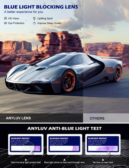 ANYLUV Blue Light Blocking Glasses Men Computer Gaming Glasses Lightweight Al-Mg Metal Anti Eyestrain UV400 Clear Lens Eye Protection 