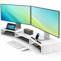 AMERIERGO Dual Monitor Stand Riser for 2 Monitors, Monitor Stand for Desk, Adjustable Computer Monitor Stand with 2 Slot, Multifunctional Desktop Organizer Stand for Laptop, PC, Computer, Printer