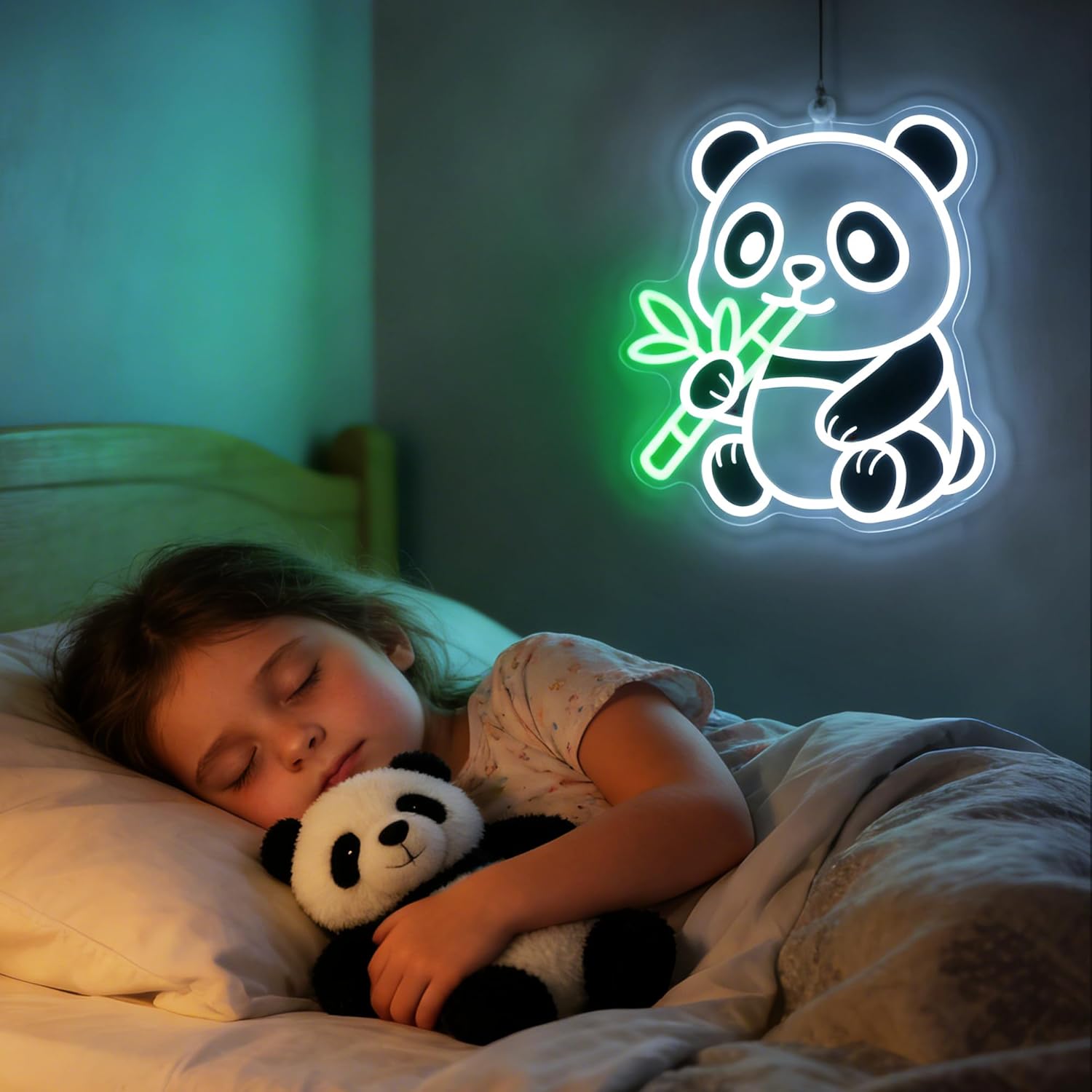 Panda Neon Sign, Dimmable LED Animal Neon Light with UV Print Design, Cute Panda Lamp for Room Wall Decor, Birthday Gifts for Panda Lovers, USB Powered, 10.0 x 11.7 Inch
