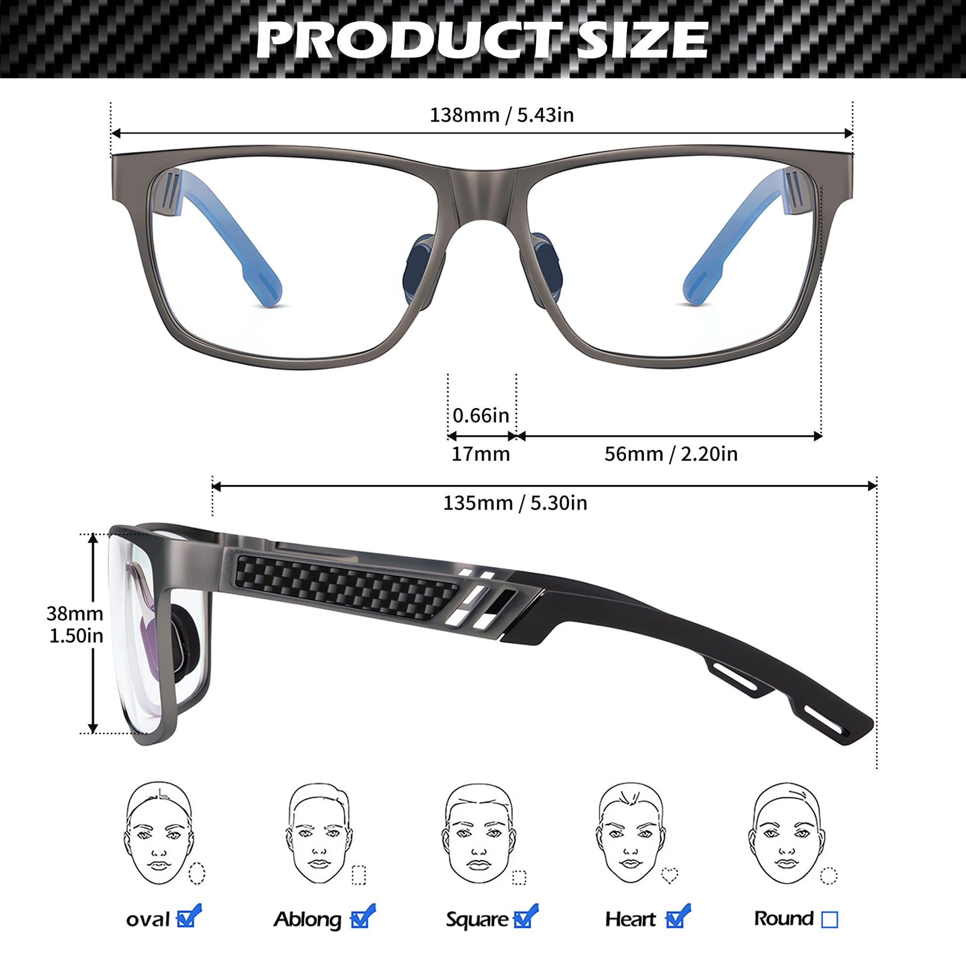 ANYLUV Blue Light Blocking Glasses Men Computer Gaming Glasses Lightweight Al-Mg Metal Anti Eyestrain UV400 Clear Lens Eye Protection 