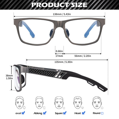 ANYLUV Blue Light Blocking Glasses Men Computer Gaming Glasses Lightweight Al-Mg Metal Anti Eyestrain UV400 Clear Lens Eye Protection 