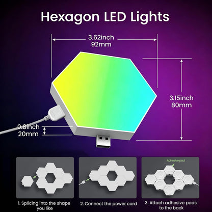 TISOFU 20 Pack Hexagon Lights LED Wall Panels, RGB Gaming Lights with APP/Music Sync & Remote, DIY Smart Modular Hexagonal Honeycomb Glide Hex Tiles Panel, Bedroom Party Decor Gifts