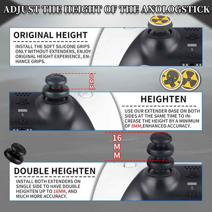 PlayRealm NO Falling Off Thumbstick Extender x 2 & Thumb Grip x 4 for PS5 & PS4 Controller (Fallout)