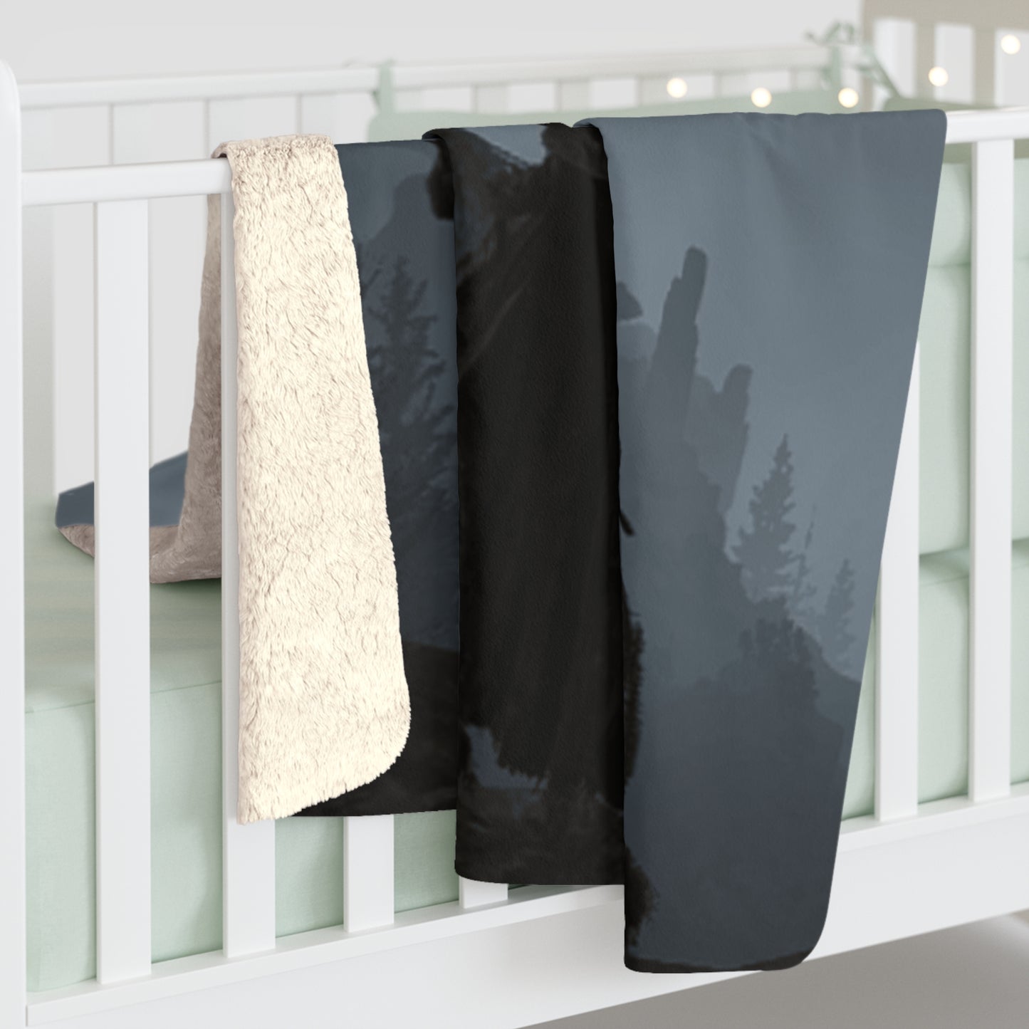 Mystical Forest Sherpa Fleece Blanket - Cozy Adventure Throw for Nature Lovers