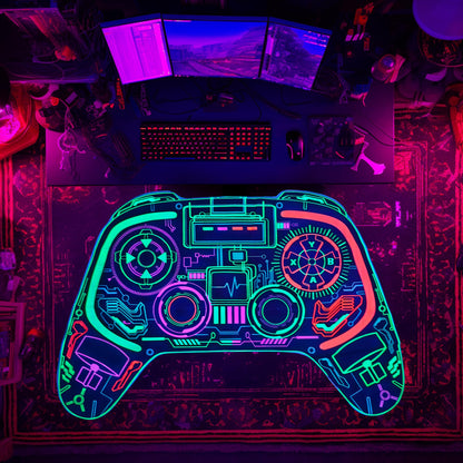 Gaming Rug Teen Boys Carpet Glow in The Blacklight Gamer Rug for Boys Room Playroom Non-Slip Area Rug Kids Boys Girls Game Room Casual Mat (60"x39")