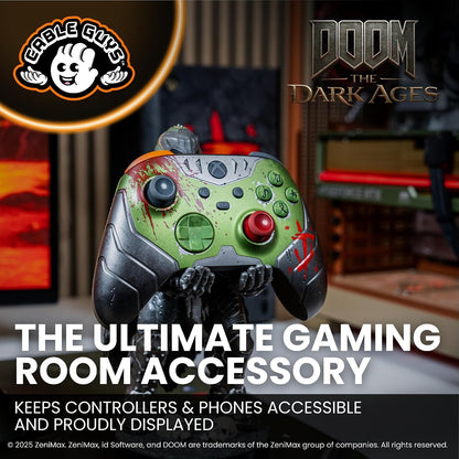 Cableguys Doomslayer Controller Holder & Phone Stand - Gaming Setup Accessories for Desk and Game Room, Controller Stand Compatible with Xbox, PlayStation & Most Standard Game Controllers