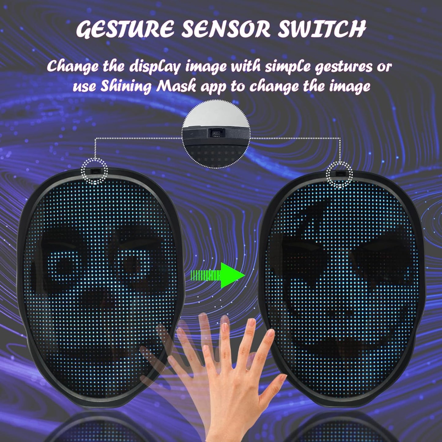 Depointer Life Led Mask with Bluetooth-compatible App Controlled, Customizable Shining Mask, unisex-adult
