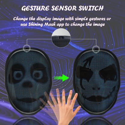 Depointer Life Led Mask with Bluetooth-compatible App Controlled, Customizable Shining Mask, unisex-adult