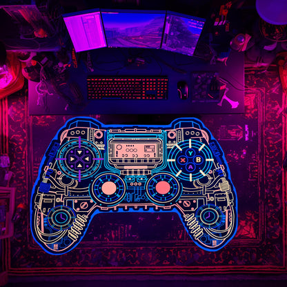 Gaming Rug Teen Boys Carpet Glow in The Blacklight Gamer Rug for Boys Room Playroom Non-Slip Area Rug Kids Boys Girls Game Room Casual Mat (60"x39")