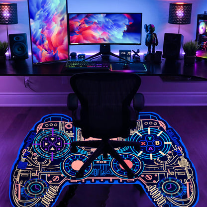 Gaming Rug Teen Boys Carpet Glow in The Blacklight Gamer Rug for Boys Room Playroom Non-Slip Area Rug Kids Boys Girls Game Room Casual Mat (60"x39")