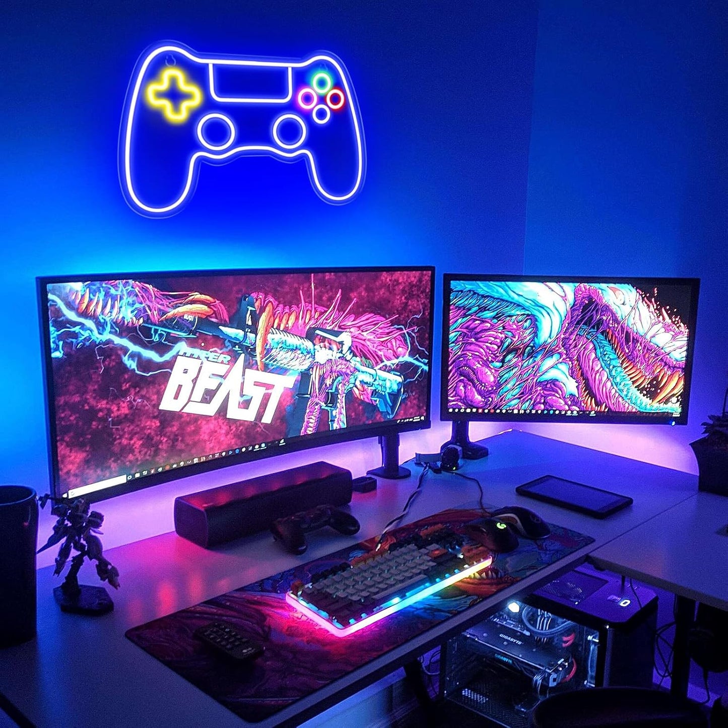 Kavaas Neon Sign for Gamer Room Decor - LED Game Neon Sign for Teen Boy Room Decor - Best Gamer Gifts for Boys, Kids