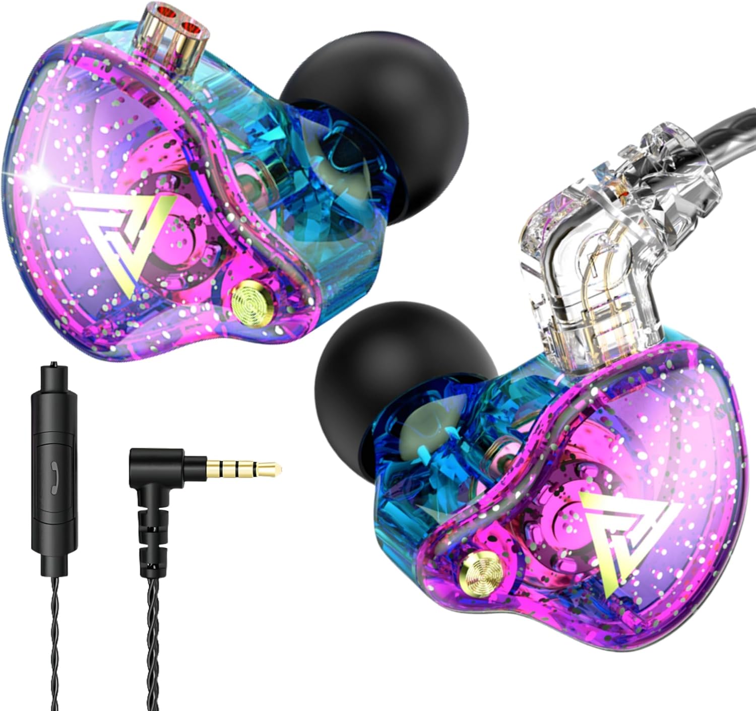 HJX QKZ AK6 Pro Wired IEM for Gaming Earbuds with MIC, in Ear Monitor Headphones, Deep Bass Sound, 1DD 11mm Dynamic Driver, IEM for Music Video Calling(Colors)