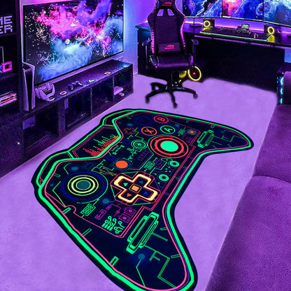 Gaming Rug Teen Boys Carpet Glow in The Blacklight Gamer Rug for Boys Room Playroom Non-Slip Area Rug Kids Boys Girls Game Room Casual Mat (60"x39")