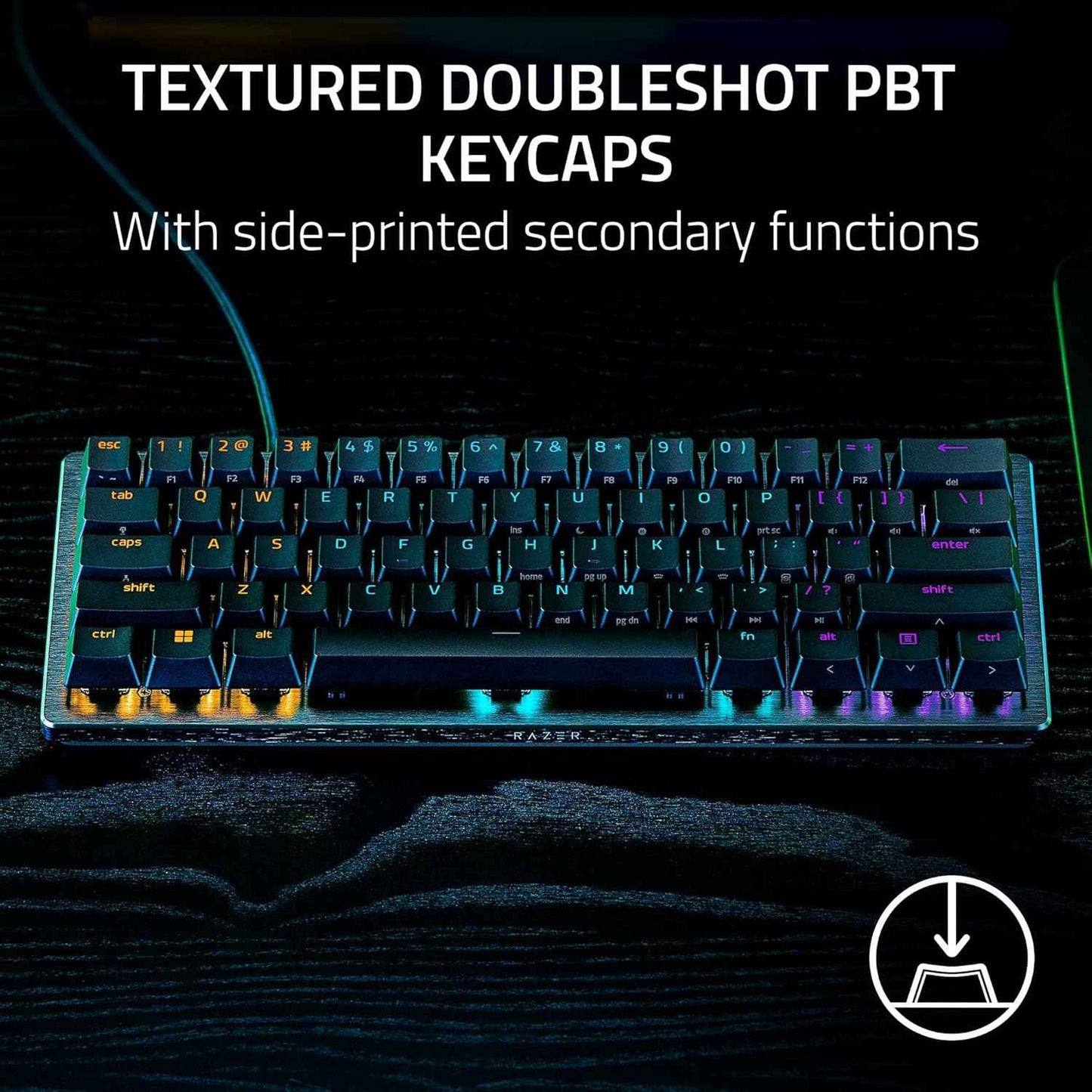 Razer Huntsman V3 Pro Mini 60% Esports Gaming Keyboard: Analog Optical Switches - Razer Snap Tap - Rapid Trigger - Adjustable Actuation - Dual-Purpose Mod Keys - Doubleshot PBT Keycaps - Black