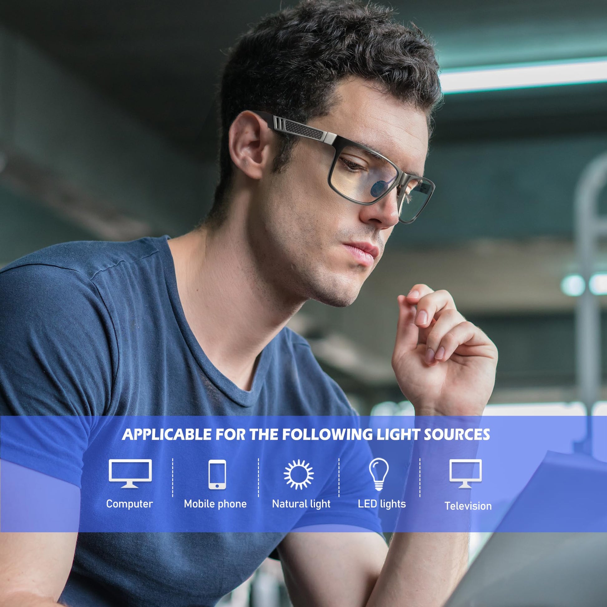 ANYLUV Blue Light Blocking Glasses Men Computer Gaming Glasses Lightweight Al-Mg Metal Anti Eyestrain UV400 Clear Lens Eye Protection 